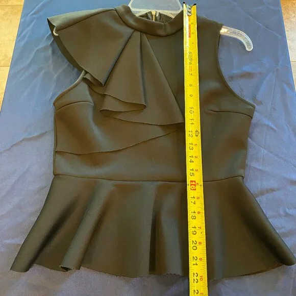 LuLu's Sexy Sleeveless Black Ruffled Peplum Blouse Size XS - Picture 4 of 6